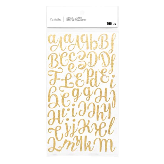 Gold Glitter Script Alphabet Stickers by Recollections™